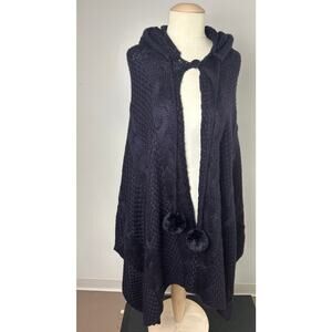 BCBG Maxazria Cable/Knit Poncho Pullover Dark purple L/XL NEW
